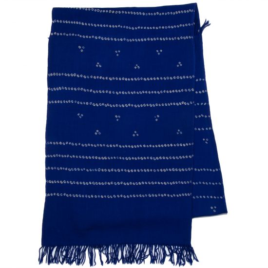 Bandhani Wool Throw – Cobalt Blue